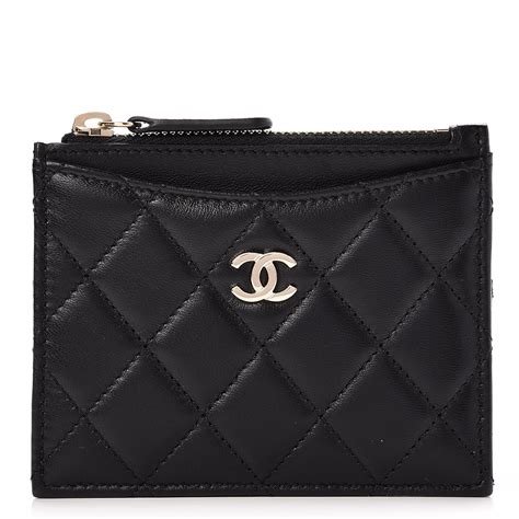 chanel zip around card holder|Chanel quilted card holder.